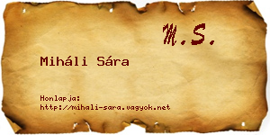 Miháli Sára névjegykártya